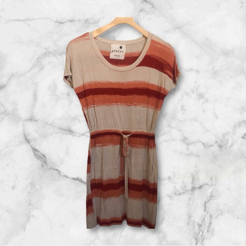 Pieces by Kensie striped knit drawstring dress Women’s‎ Size M Medium